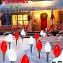 12 Pack Large C9 Christmas Decorations Outdoor, Waterproof C9 Christmas Lights Plug in with 2 Modes and Timer, Pathway Light for Party Indoor Yard Patio Walkway Garden Xmas Decoration (Red and White)
