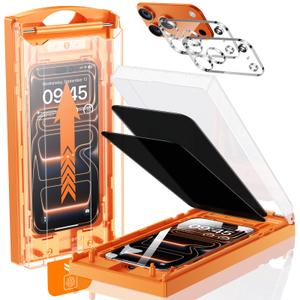 MRGLAS TOP 9H+ Glass 2+2 Packs for iPhone 17 Pro Privacy Screen Protector with Camera Lens Protector [Zero Bubble][10X Military Protection] 17 Pro Tempered Glass Full Edge Coverage, Case-Friendly