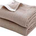 SE SOFTEXLY 4-Layer Cotton Throw Blanket, Light & Breathable, All Season, Muslin Blanket for Adults (50"x60", Coffee)