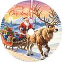 Christmas Tree Skirt 36 Inch Funny Santa Claus and Reindeer Farmhouse Holiday Decorations Soft and Thickened Christmas Tree Skirt for Indoor Outdoor Christmas New Year Holiday Party Decor (36" (91 cm) diameter)