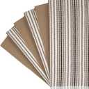 Kitchen Towels 16x 26 - 6 Pack | Large Cotton Dish Towels | Popcorn Stripe Design | 430 GSM Highly Absorbent with Hanging Loop | Tan