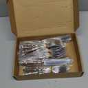 QUEARI Silverware Set For 8 with Two Rivets, Vintage 28-Piece Everyday Flatware Set with Wood Grain Bakelite Handle, Stainless Steel Cutlery Set, Dishwasher Safe, Knives Spoons and Forks Set