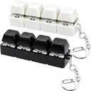 2 PCS White & Black Keyboard Fidget Toy, Keyboard Fidget Keychain 4-in-1 Keyboard Decompression Button Finger Clicker Toys, Button Stress Relief Fidget Gifts to Relief Stress (General)