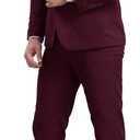 YFFUSHI Men's Slim Fit 2 Piece Suit Solid One Button Casual Formal Wedding Blazer Jacket Pants Set (Red, M)
