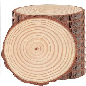 SOUJAP 10 Pcs 7-8 Inch Natural Wood Slices, Unfinished Wood Slices with Tree Barks, Wooden Circles for Crafts, DIY Arts, Rustic Wedding Decorations, Ornaments