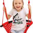 Swing Seat for Kids Heavy Duty Rope Play Secure Children Swing Set,Perfect for Indoor,Outdoor,Playground,Home,Tree,with Snap Hooks and Swing Straps,440 lbs Capacity,Red