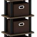 FURINNO Turn-N-Tube 4-Bins System Rack, Columbia Walnut/Black/Dark Brown