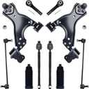 10Pc Front Lower Control Arm Kit w/Ball Joint Fit For 08-17 Bu-ick Enclave, 09-17 Chevy Traverse, 07-16 GM-C Acadia, Outer Inner Tie Rod End, Sway Bar Link (# K621231 K750155 EV800572 ES800286)