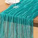 DeZerlor Teal Green Cheesecloth Table Runner 10 Pack Summer Table Runners Boho Gauze 120 Inches Cheese Cloth Table Decor for Wedding Bridal Baby Shower Parties
