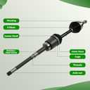 Front CV Axle Shaft Assembly Compatible with Escape 1.5L 1.6L 2.0L 2.5L 2013-2019 MKZ 2.0L 2013 Right Passenger Side Replace 66-2285 NCV11090