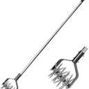 Rotary Garden Tool, Adjustable Hand Tiller, Long Handle Cultivator for Aerating, Weeding, Planting and Mixing Soil or Reseeding Grass