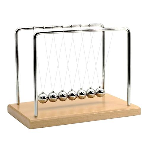 QLKUNLA Newtons Cradle Balance Balls Science Physics Gadget Desktop Decoration Kinetic Motion Toy for Home and Office (Beech,7 Balls)