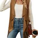 Verdusa Women's Fringe Vest 70s Hippie Sleeveless Western Faux Suede Cardigan Outerwear (Medium, Brown)