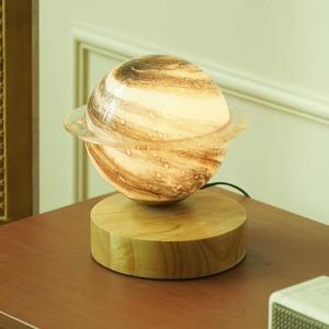 Small Globe Table Lamp Glass Ball Desk Lamp,Solid Wood Base Moon Lamp, Mid Century Modern Nightstand Bedside Lamp for Bedroom,Living Room, Kids,Office, Home Decor Romantic Gifts for Her