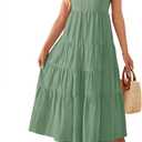 ZESICA Women's Summer Sleeveless Dress Casual Backless Loose Flowy Tiered Sundress Beach Cover up Tank Dresses (Large)