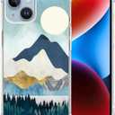 Clear Case Compatible with iPhone 14 Plus,Mountian Forset Moon Pattern Phonecase Protective Case with Non-Fading Soft & Flexible TPU Bumper Shockproof Cover 6.7 Inch