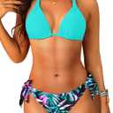 Women Halter Bikini Set - Two Piece Triangle Swimsuit Tie Bathing Suit 2025 Cute Swimwear, Blue, Small