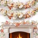 Thanksgiving Garland with Lights 9FT Plug in Thanksgiving Decorations for Home with 50 Warm Incandescent Bulbs UL Certified Connectable Lighted Fall Garland for Indoor Outdoor Harvest Decorations (1 Pack)