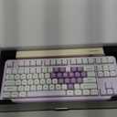 YUNZII B87 Wireless Mechanical Keyboard,QMK/VIA Programmable,TKL Layout 87 Keys,BT/2.4G/USB-C,Hot Swap Gasket Mount RGB Backlit Gaming with Wrist Rest for Win/Mac (Purple Heart, Cocoa Cream V2)