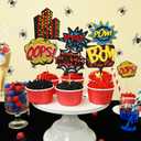 12 Pcs Spider Cake Toppers, Spider Theme Cupcake Decorations Glitter Red Black Blue Spider Pattern Birthday Party Supplies, Spider Web Birthday Decorations for Boys, Men, Baby Shower