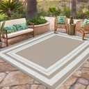 Garvee Outdoor Rug 9x18 Patio Reversible Plastic Straw Rug Panel Grey Brown | Outdoor Waterproof Foldable Mat Easy Clean Lightweight Carpet for Backyard Camping Porch RV Beach Balcony Deck Picnic