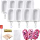 Juome Cake Pop Mold Kit, 2 Pack 8 Cavities Cakesicle Molds Silicone with 100 Wooden Sticks & 100 Packaging Bags with Ties, Cake Pop Maker Supplies Accessories, Baking Tools for Home Baking Desserts