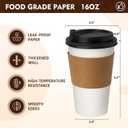 YEEHAW 16 oz 100 Pack Disposable Paper Coffee Cups with Lids & Sleeves, To Go Hot Cups for Coffee, Hot Beverage Drinking Cup, Ideal for Cafes, Bistros
