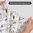 Horaldaily Spring Fitted Tablecloth 68 x 48 Inch Oval, Spring Colorful Birds Branch Washable Table Cover Elastic Edged for Dinning, Picnic, Camping, Banquet, White
