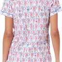 Women Y2k Pajamas Set Cute Preppy 2PCS Button Down Holiday Monkey Shorts Summer Outfit Beach Vacation Loungewear PJs (L)