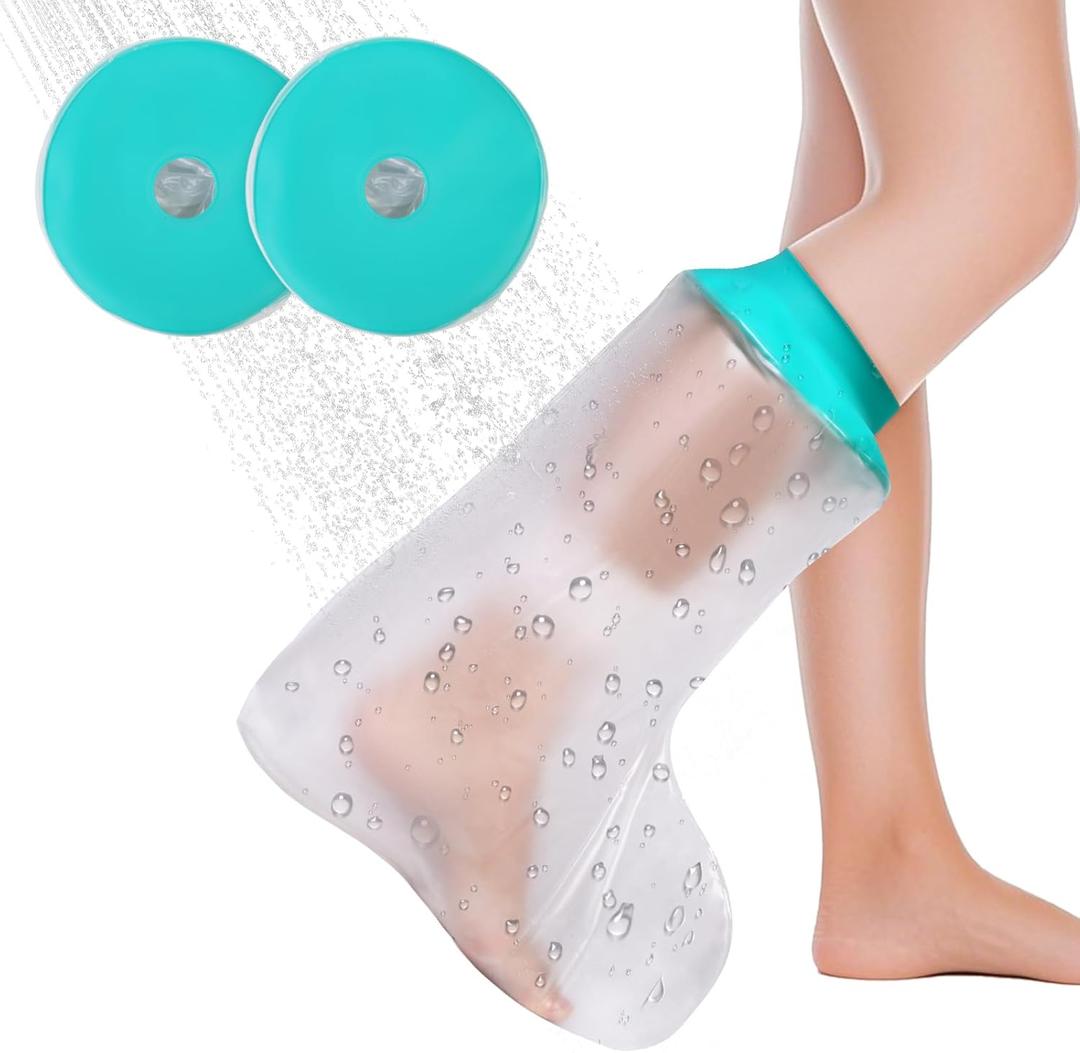 2PK Waterproof Leg Cast Cover for Showering Reusable Shower Sleeve for Leg After Surgery, Watertight Non-Slip Adult Fracture Protector Bag, Water Proof Medical Covers for Wound/Bandages