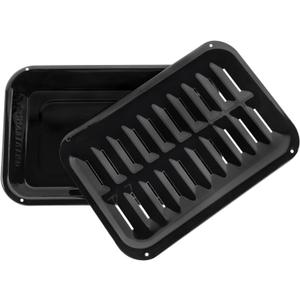 Certified Appliance Accessories SPL50008 Small 2-Piece Broiler Pan & Grill Set Porcelain-on-Steel 13"x8-3/4"x1-3/8" Broiler Pan for Oven, Black