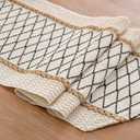 Table Runner, Boho Style with Tassels, Cotton & Linen, Farmhouse Home Decor for Living Room Dresser Scarfs (12x60Inch, Black & Beige)