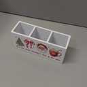 Red Christmas Kitchen Utensils Holder with 3 Compartments, Holiday Winter Christmas Cooking Utensil Holder Organizer for Countertop, Red Xmas Wooden Box Sign Desk Decor