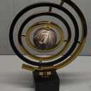 Modern Sculpture Decor, Abstract Metal Globe Art on Rectangle Stand - Black & Gold Home Office Decor for Living Room, Desk, Shelf, Elegant Gift Idea