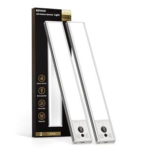 EZVALO 12inch Under Cabinet Lighting, LED Motion Sensor Light Indoor, 3100mAh USB Rechargeable Closet Lights, Dimmable & Magnetic Wireless Under Counter Lights for Kitchen, Pantry, Stairs (2 Pack)