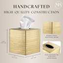 Monarch Abode Tissue Box Cover Square Hand Hammered Brushed Gold Metal Tissue Holder Box for Bathroom Accessory, Aesthetic Decorative Facial Napkin Cube for Modern Home Decor