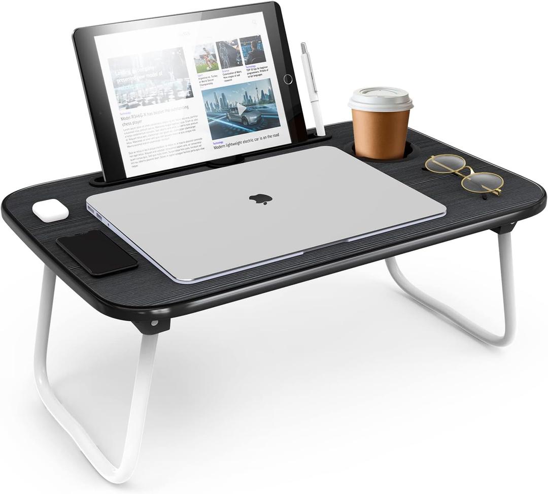 Laptop Bed Tray Table, Laptop Stand, Portable Lap Desks with Foldable Legs, Reading Desk for Sofa Couch Floor - Small