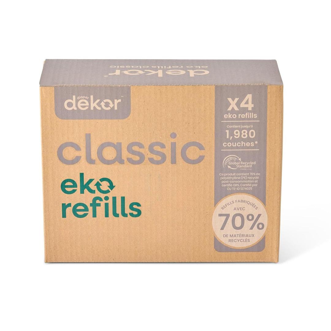 Diaper Dekor Pail Refills for Classic Original & Eko Diaper Pails, 4 Pack Unscented| Extra Thick Refills Made With 70% Recycled Materials