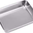 Sheet Pan,Cookie Sheet,Heavy Duty Stainless Steel Baking Toaster Oven Jelly Roll Deep Edge,Superior Mirror Finish, Dishwasher Safe (7.9 * 9.85 * 2 inches)