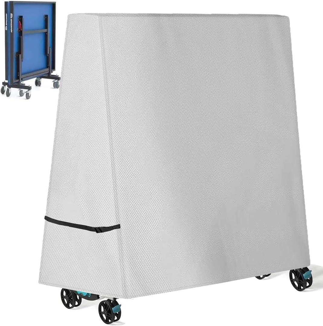 Ping Pong Table Cover 600D Heavy Duty Waterproof for Outdoor & Indoor Foldable 9 x 5 FT Folding Table Tennis Tables (Gray)