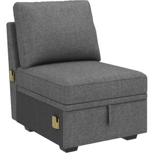 HONBAY Single Seat for Modular Sectional Sleeper Sofa with Pull Out Bed, Customizable Armless Chair for Sectional Couch, Dark Grey