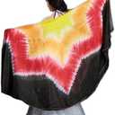 Women 100% Silk Belly Dance Silk Veils Tie-Dye Silk Veil Hand Scarves Dancing Accessories 98"X45"