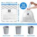 XUXRUS Small Trash Bags 3 Gallon Drawstring, White Garbage Bags for Bathroom Trash Can Unscented, Strong & Durable, Easy-Dispense Design, 50 Count Mini Trash Bags for Home Office