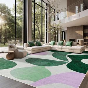 9x12 ft. Area Rug for Living Room Bedroom, Soft Washable Rug Modern Non Slip, Low Pile Geometric Carpet for Kids Room Classroom Nursery Dorm (Light Green)