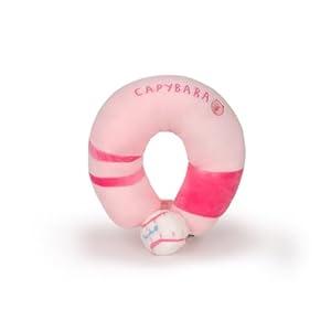 Travel Pillow Memory Foam Capybara Neck Pillow for Traveling, Car, Home, Flight Pillow for Sleeping with Attachable Snap Strap Soft Washable Cover, Provide Head Neck Support Rest, Pink