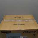 Yatiney Table with LED Light and Charging Station Type USB, 2 Drawers, Brown