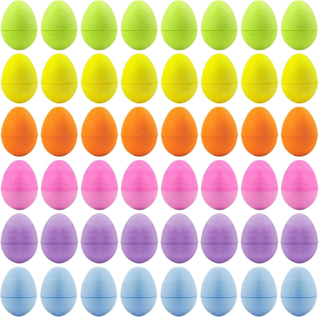 60 Pcs Colorful Paper Mache Easter Eggs for Crafts Fillable Paper Eggs Empty Paint Your Own Eggs for Easter DIY Painting Craft Supplies Egg Hunt Basket Fillers (6 Colors)