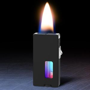 CHOICEDC Cool Lighters for Men, Butane Refillable Lighter, Vintage Lighters with Unique Shake Ignition, Visible Gas Tank, Adjustable Wide Flat Soft Flame Lighter, Novelty Gifts for Men Women, No Fuel