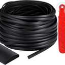 Flat Screen Spline 0.315 Width Vinyl Screen Spline Black Flat Bottom and Curved Top Edge Screen Spline with Rolling Tool Screen Door Repair Kit for Installing Window Patio Door Screen (100 ft)