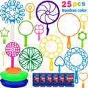 Roberly 25 PCS Big Bubble Wands Set with Tray Solution, Giant Bubbles Wands Toys for Kids Adults Summer Outdoor Activities Birthday Gifts Party Favors